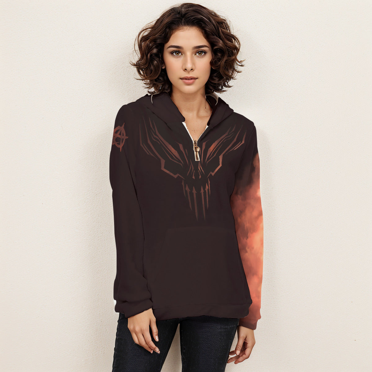 Women Fleece Hoodie with Half zip