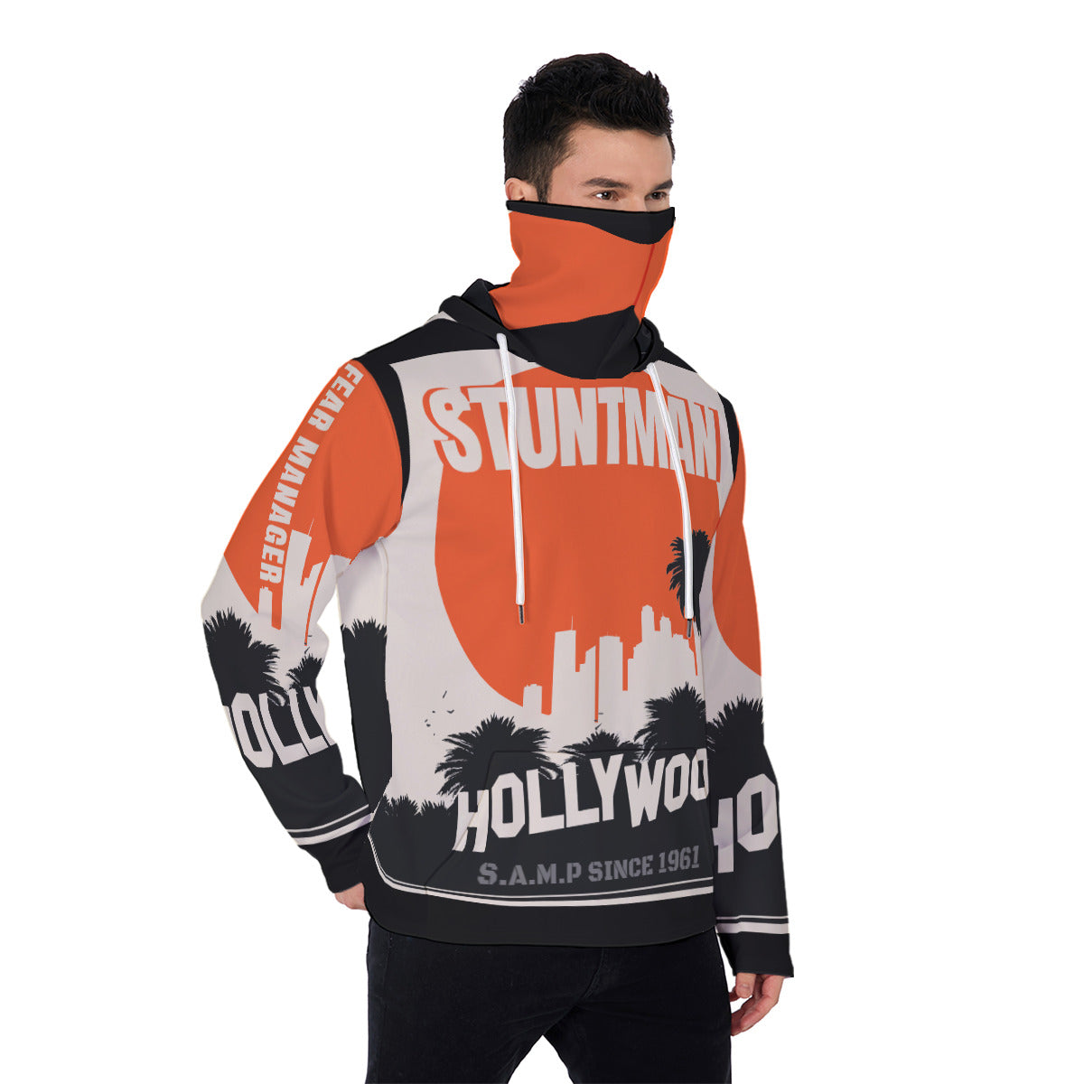 All-Over Print Men's Pullover Hoodie With Mask MHM00006
