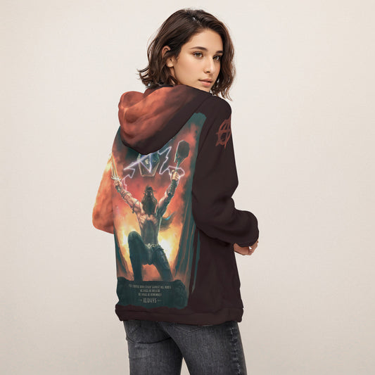 All-Over Print Women's Borg Fleece Hoodie With Half Zip