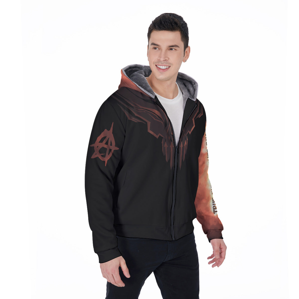 All-Over Print Men's Sherpa Fleece Zip Up Hoodie