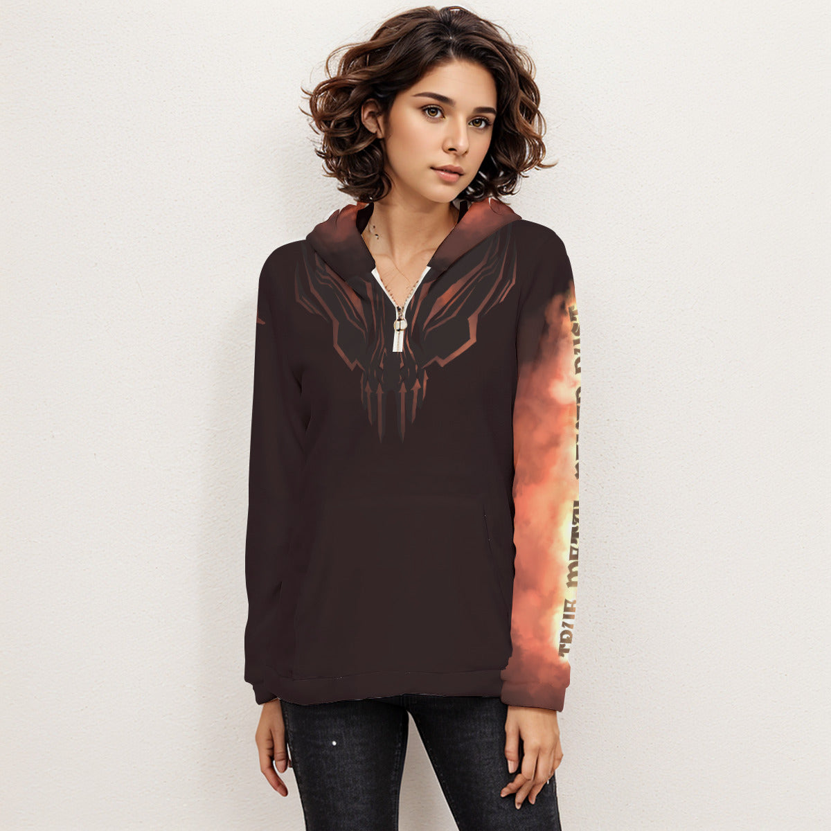 All-Over Print Women's Borg Fleece Hoodie With Half Zip