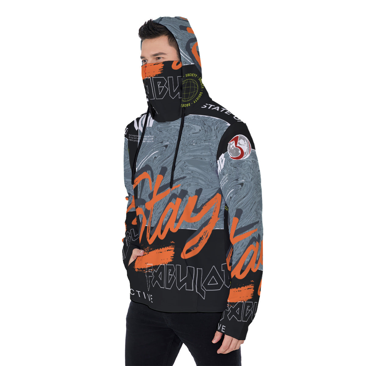 All-Over Print Men's Pullover Hoodie With Mask MHM00002