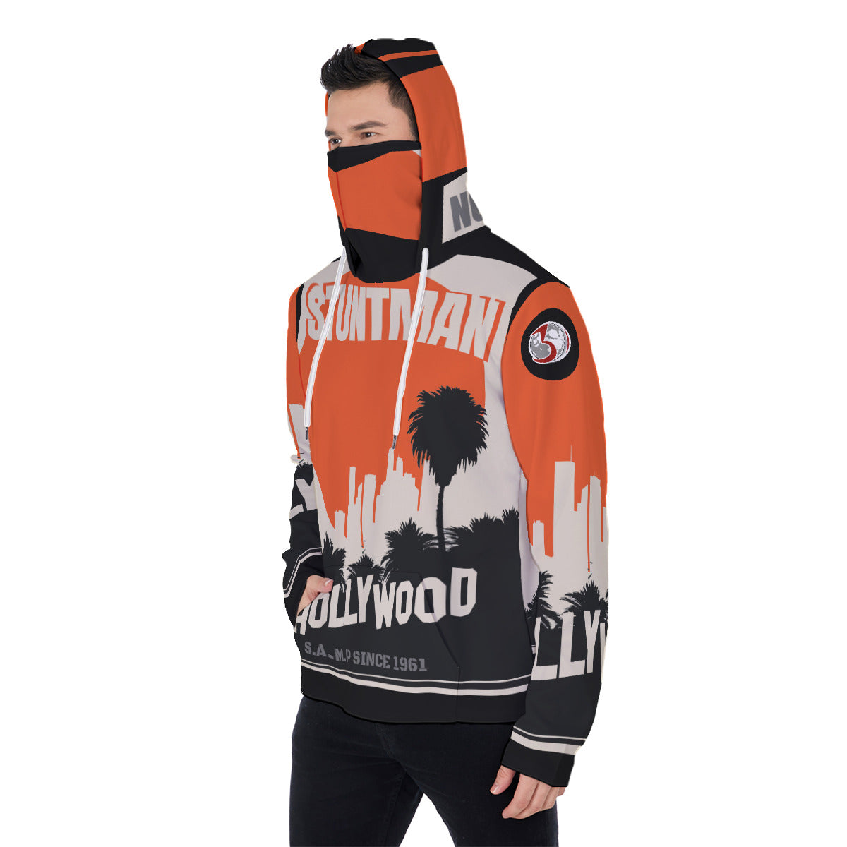 All-Over Print Men's Pullover Hoodie With Mask MHM00006