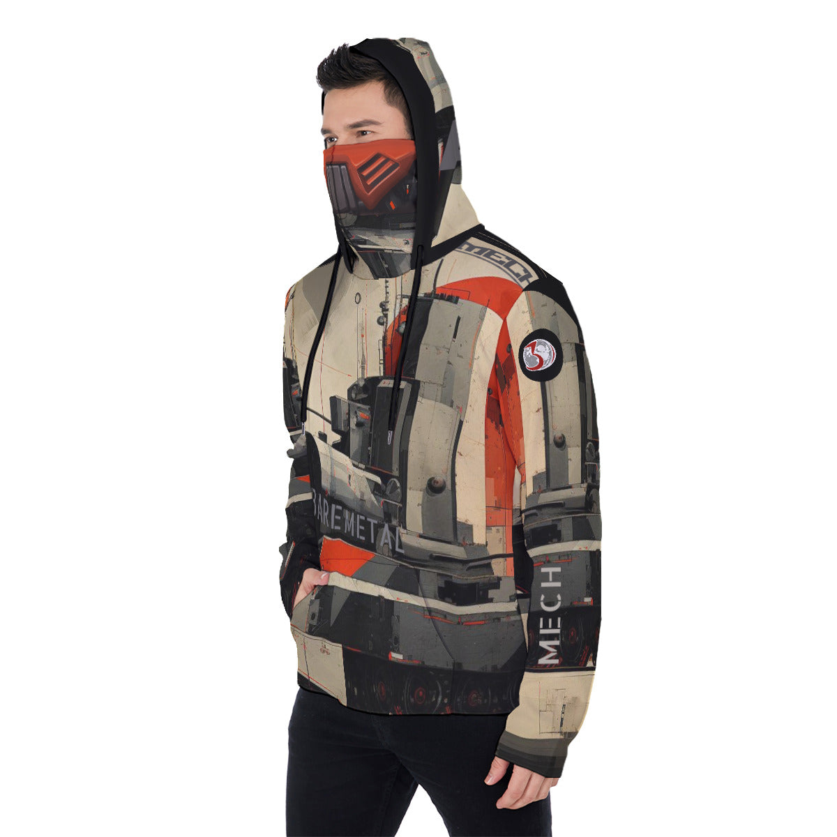 All-Over Print Men's Pullover Hoodie With Mask MHM00001