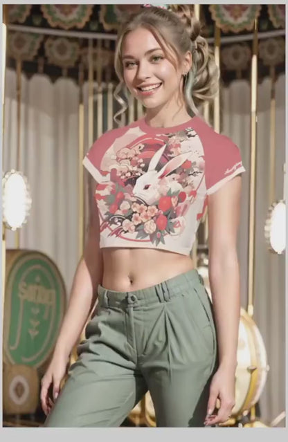 All-Over Print Women's Raglan Cropped T-shirt